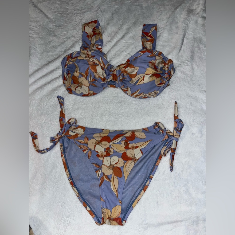 Time and Tru Floral Purple Bikini Set